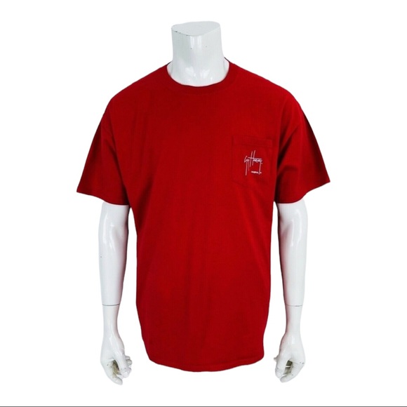 Guy Harvey Original Red Pocket Flag Graphic T shirt Mens XL - Picture 3 of 9